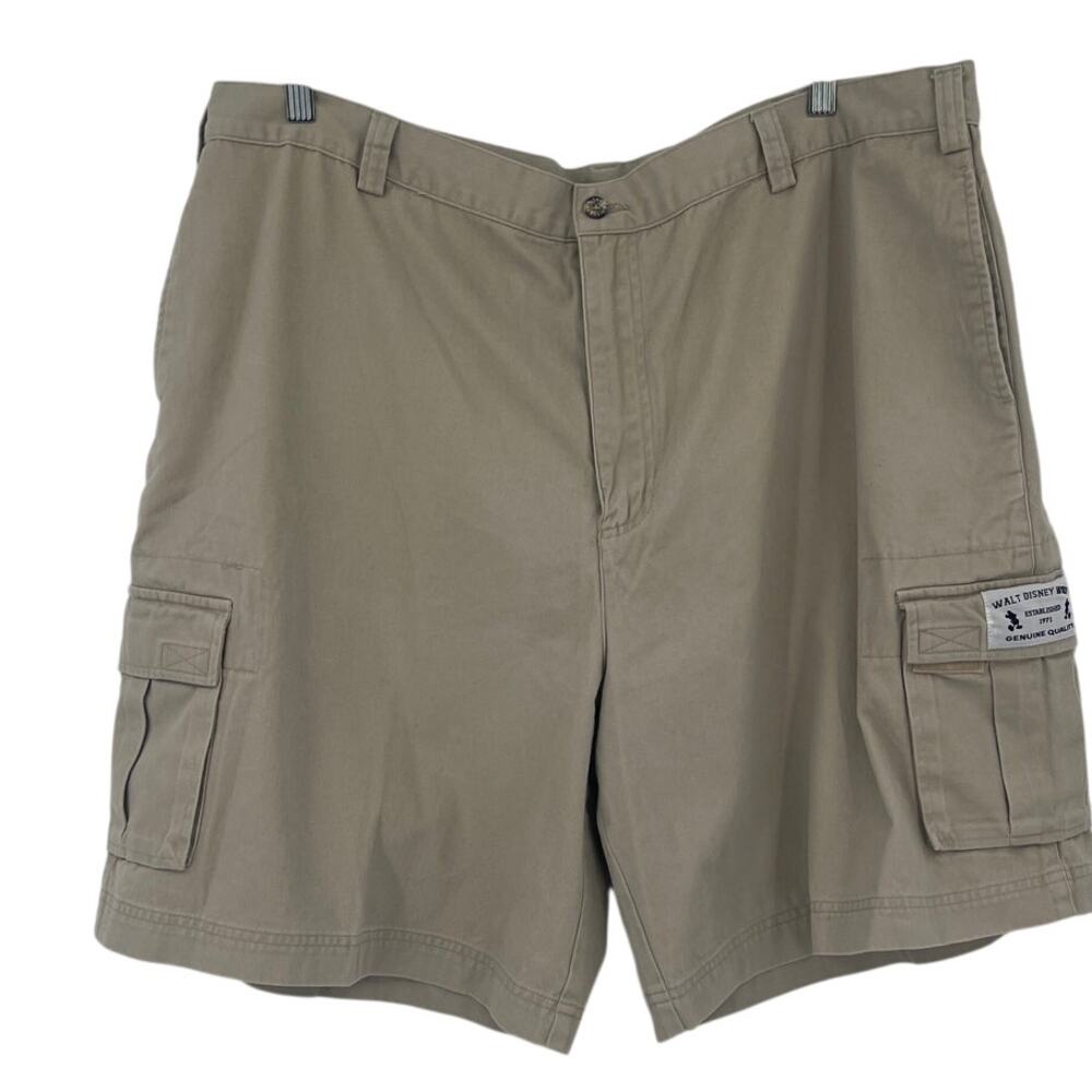 Y2K Disney World Cargo Mens Shorts Sz 42 Mickey Mouse Patch Retro Khaki Tourist